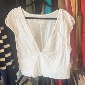 We The Free White V-Neck Blouse